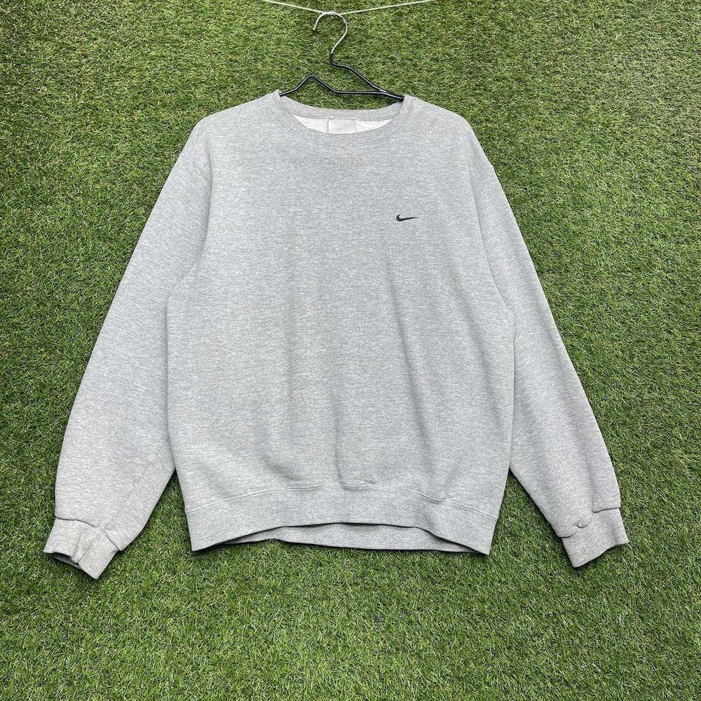 Vintage 90s Nike Sweatshirt Mens Medium Y2k Made In USA Grey Boxy Crewneck